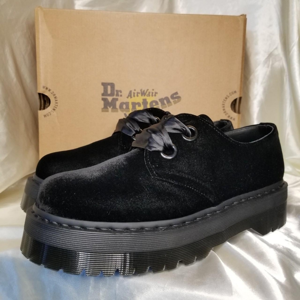 Dr. Martens Holly Velvet platform shoes
